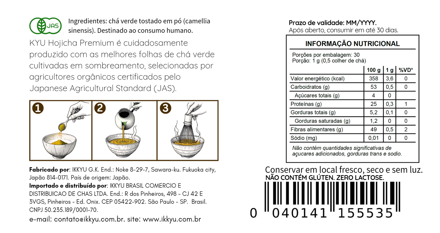 Hojicha Premium Orgânico 30g